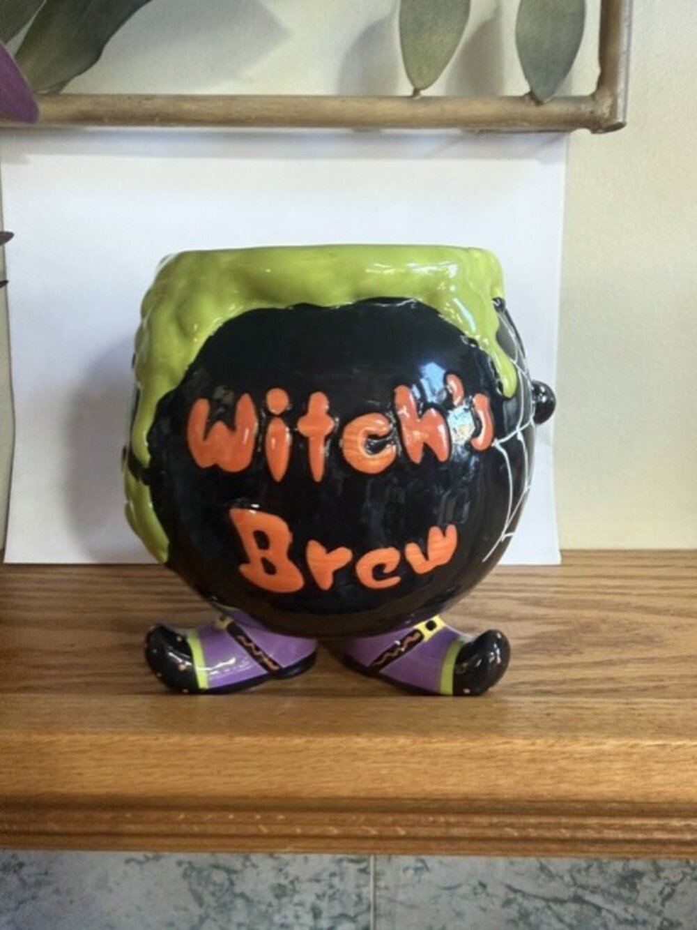 Pier 1 Hand-Painted Witch's Brew Halloween Cauldron Candy Dish